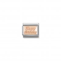 Nomination - Composable Classic Plates in Stainless Steel With 9ct. Rose Gold (29, Happy Birthday)