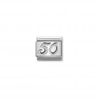 Nomination - Composable Classic Oxidized Symbols in Stainless Steel and Sterling Silver (24, Number 50 Charm)