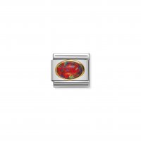 Nomination - Composable Classic Oval Hard Stones in Stainless Steel and Gold 18ct. (08, Red Opal)