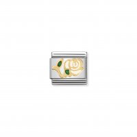 Nomination - Composable Classic Nature in Stainless Steel With Enamel and 18ct. Gold (03, White Rose)