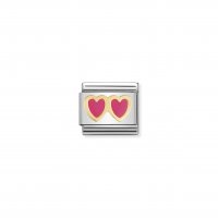 Nomination - Composable Classic Love in Stainless Steel With Enamel and 18ct. Gold (05, Pink Double Heart)