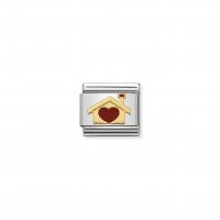 Nomination - Composable Classic Love 2 Stainless Steel, Enamel and 18ct. Gold (07, Home With Heart)