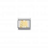 Nomination - Composable Classic Letters in Stainless Steel With 18ct. Gold and Cubic Zirconia (13, M)