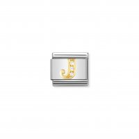 Nomination - Composable Classic Letters in Stainless Steel With 18ct. Gold and Cubic Zirconia (10, J)