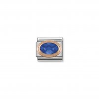 Nomination - Composable Classic Faceted CZ in Stainless Steel With 9ct. Rose Gold (007, Blue)