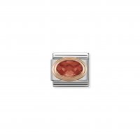 Nomination - Composable Classic Faceted CZ in Stainless Steel With 9ct. Rose Gold (005, Red)
