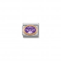Nomination - Composable Classic Faceted CZ in Stainless Steel With 9ct. Rose Gold (001, Purple)