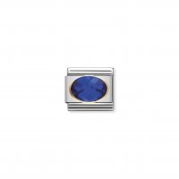 Nomination - Composable Classic Faceted Cubic Zirconia, Stainless Steel and 18ct. Gold (007, Blue)