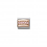 Nomination - Composable Classic Engraved PavÃ© in Stainless Steel With 9ct. Rose Gold and CZ (06, Pink CZ)