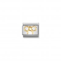 Nomination - Composable Classic Elegance (Relief) in Stainless Steel With 18ct. Gold (03, Bow)