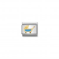 Nomination - Composable Classic Daily Life in Stainless Steel With Enamel and 18ct. Gold (48, Blue Pram)