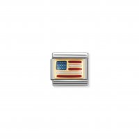 Nomination - Composable Classic America in Stainless Steel With Enamel and 18ct. Gold (04, USA)