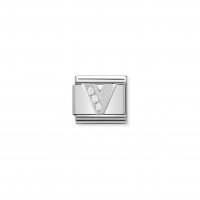 Nomination - Composable Classic Alphabet Stainless Steel, Cubic Zirconia and 925 Silver (22, V)