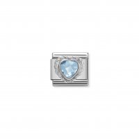 Nomination - Comp. CL Heart Faceted CZ in Stainless Steel E 925 Silver Twisted Setting (006, Light Blue)