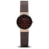 Bering - Ladies Classic, Swarovski Crystal and Black Mother of Pearl Set, Rose Gold Plated Watch 10122-265
