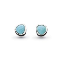 Kit Heath - Ladies St Coast Pebble, Recon Turquoise Set, Silver Mini Stud Earrings - 3184TQ024