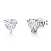 Jools - Heart Shaped Cubic Zirconia Set, Silver Stud Earrings, Size 6mm x 7mm - kpe1182