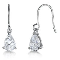 Jools - Cubic Zirconia Set, Sterling Silver Fish Hook Drop Earrings - kpe6x9Fpr