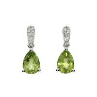 Guest and Philips -18ct White Gold and  Peridot Pear Drop Earrings - 03-16-166