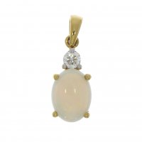Herbert Marx - Opal And Diamond Set, 18ct Yellow Gold Oval Opal With Diamond Pendant - 12-62-513