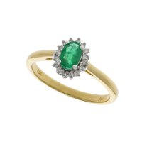 Guest and Philips - Emerald And Diamond Set, 18ct Yellow Gold Cluster Ring - 02-13-046
