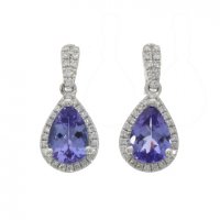 Guest and Philips - Diamond 0.20ct. and Tanzanite 1.38ct. Set, 18ct. White Gold Earrings