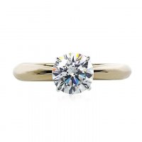 Carat London - Cubic Zirconia Set, 9ct. Yellow Gold Solitaire Ring, Size K - 20600-49