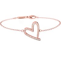 Calvin Klein - Joyous, Cubic Zirconia Set, Stainless Stee and PVD Rose Gold Plate Heart Bracelet, Size Medium - KJ2XWB140100