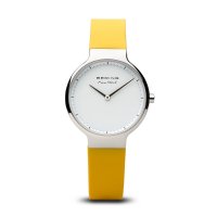 Bering - Max Rene, Ladies Stainless Steel and Silicone Yellow Interchangeable Strap Watch - 15531-600