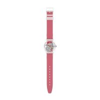 Swatch - Clearly Red Striped, Plastic/Silicone - Quartz Watch, Size 34mm GE292