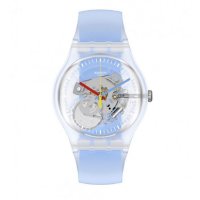 Swatch - Clearly Blue Striped, Plastic/Silicone - Quartz Watch, Size 31mm SUOK156