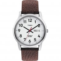 Timex - Stainless Steel Gents Brown Leather Strap Watch