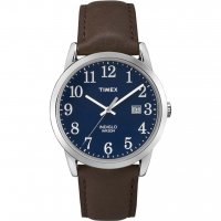 Timex - Stainless Steel Gents Blue Face Brown Leather Strap Watch TW2P75900D7PF