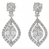 Guest and Philips - 18ct White Gold and Diamond Cluster Drop Earrings - B1517