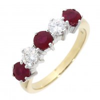 Guest and Philips - White Gold Diamond and Ruby Set 18ct 5 Stone Ring, Size N - 32440C5