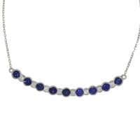 Guest and Philips -  White Gold 18ct Sapphire & Diamond Curve Rubover Necklace - 12-56-004