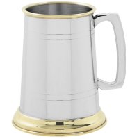 English Pewter Company - Straight, Pewter - Brass - Tankard, Size 1 Pint EP157 EP157