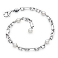 Kit Heath - Revival Astoria Figaro, Pearl Set, Sterling Silver - Station Bracelet, Size 7.5" 70434FP 70434FP 70434FP