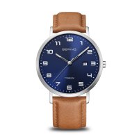 Bering - Titanium, Leather - Titanium - Quartz Watch, Size 40mm 18640-567