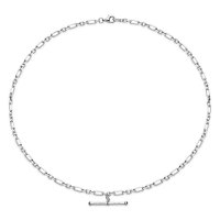 Kit Heath - Revival Astoria, Rhodium Plated - Sterling Silver - Figaro Chain T Bar Necklace, Size 16" 90436RP
