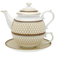 Halcyon Days - Antler Trellis Tea For One, China Pot & Cup BCGAT04TON
