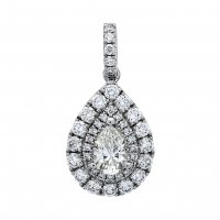 Guest and Philips - D 0.43ct D 0.30ct Set, White Gold - 18ct Pear 2 Row Castle Loop Pendant