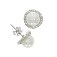 Guest and Philips - 18ct Pearl & Diamond Detachable Round Halo Custer Earrings - 03-17-137