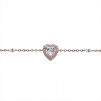 Carat London - Cora, Cz Set, Rose Gold Plated Sterling Silver Heart Bracelet - 14719