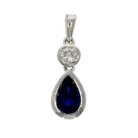 Guest and Philips -18ct Sapphire & Diamond Pear Rubover Pendant - 12-55-104