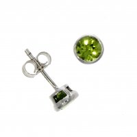 Guest and Philips - White Gold 9ct Peridot 5mm Round Rub Over  - 03-20-192