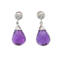 Guest and Philips - Amethyst Set, White Gold 9ct Drop Earring - 03-20-401