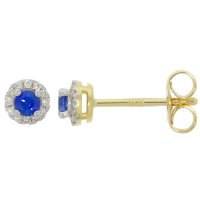 Guest and Philips - 9ct, Sapphire and Diamond Set, Yellow Gold - Stud Earrings 84804