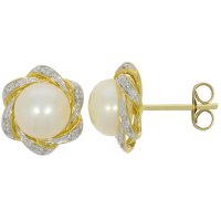 Guest and Philips - 9ct, Pearl and Diamond Set, Yellow Gold - Stud Earrings 09EASG87415