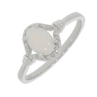 Guest and Philips - 9CT, Opal and Diamond Set, White Gold - Ring, Size O 09RIDG87331